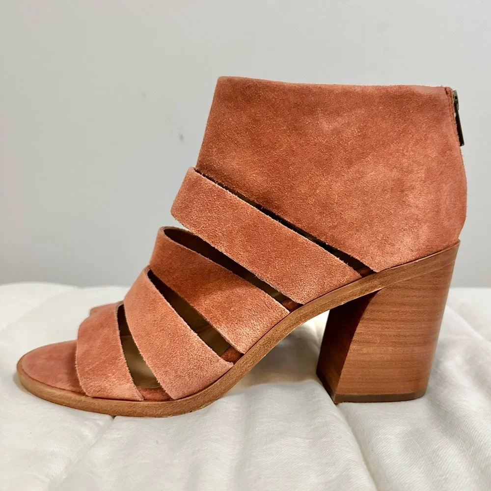 Frye Tash Rose Suede Leather Strappy Sandal Peep Toe Ankle Bootie NWOT size 10 - Picture 3 of 13